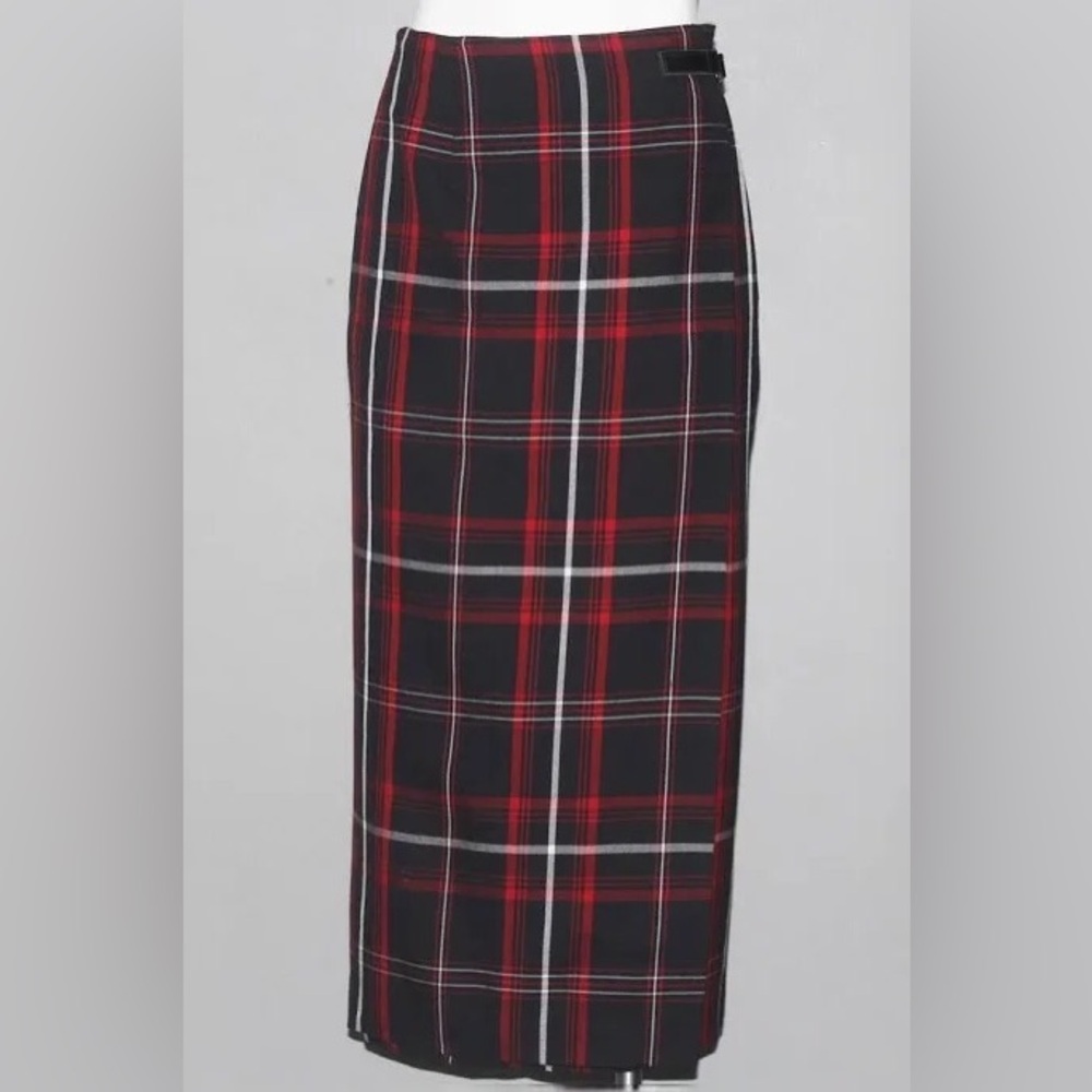 VTG Charter Club Tartan Plaid Wool Blend Wrap Maxi Skirt Ralph Lauren Esthetics